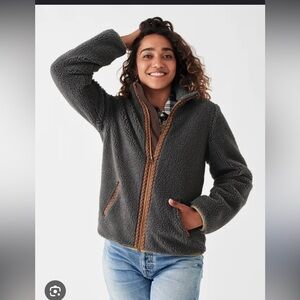 Faherty gray fleece jacket womens size small
